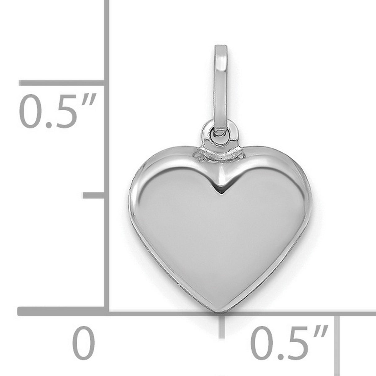 14k White Gold Heart Pendant, Polished Minimalist Charm Jewelry for Women