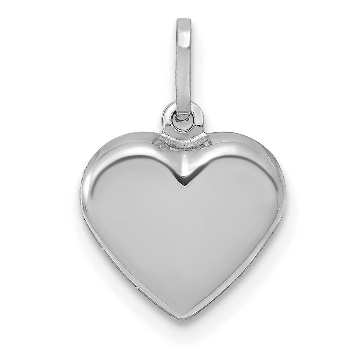 14k White Gold Heart Pendant, Polished Minimalist Charm Jewelry for Women