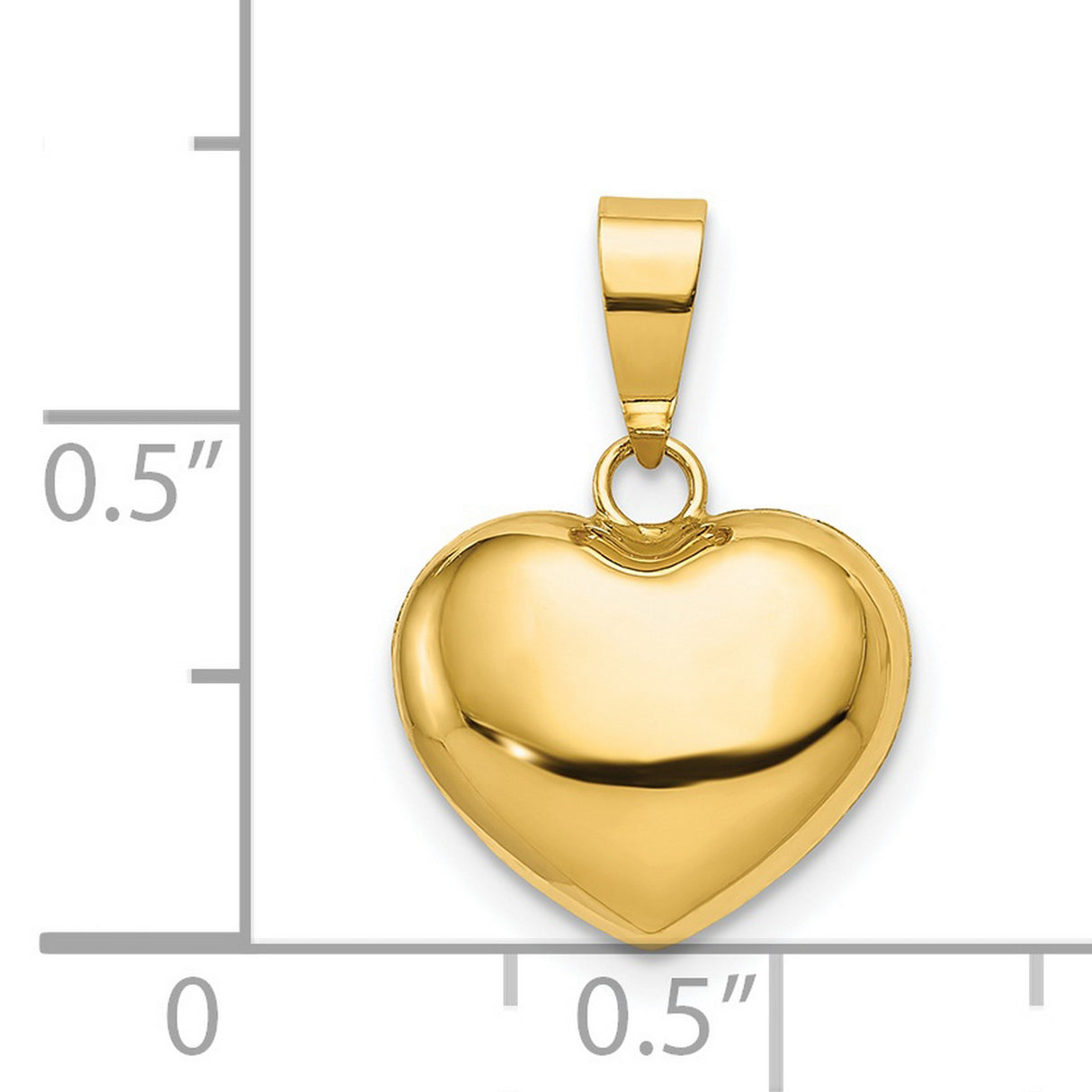 Puffed Heart in Polished 16x12mm Charm Pendant in Real 14k Yellow Gold