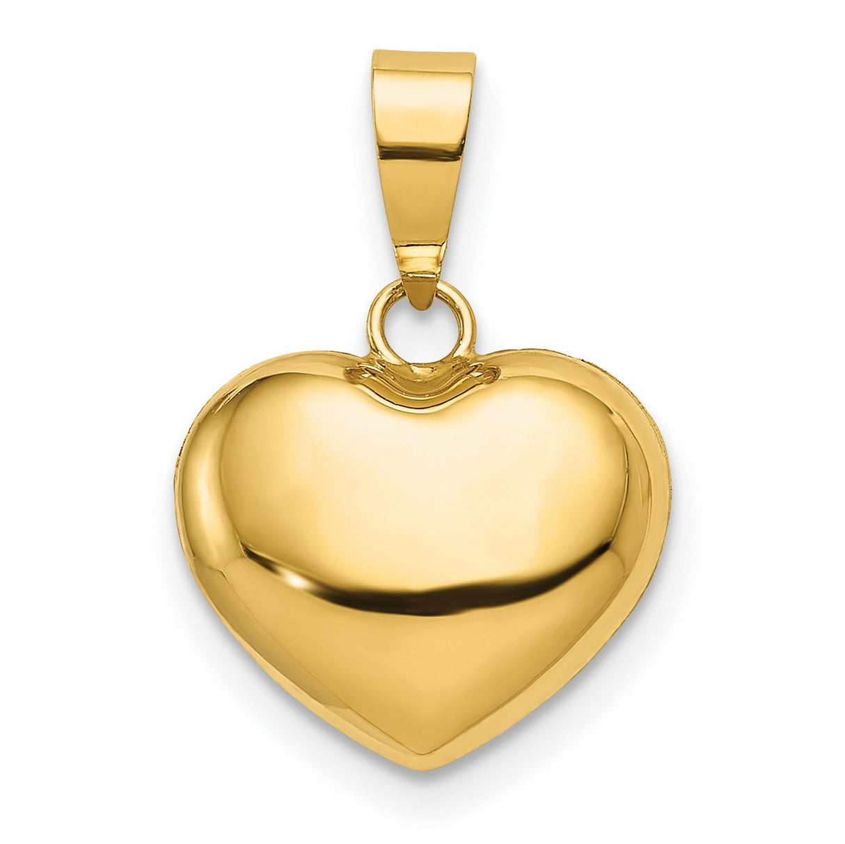Puffed Heart in Polished 16x12mm Charm Pendant in Real 14k Yellow Gold