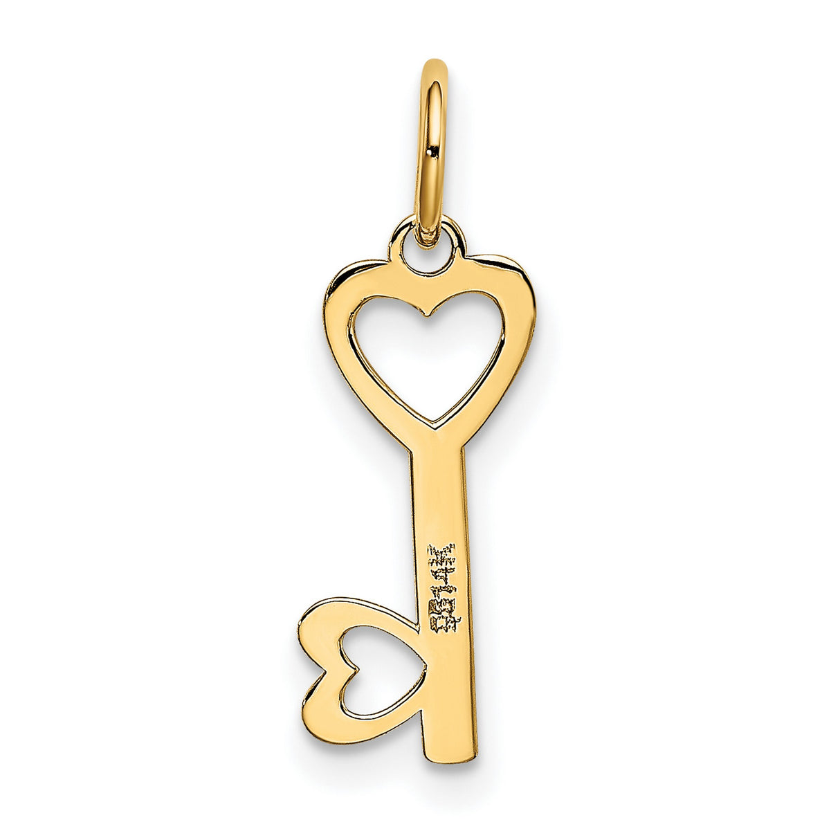 14k Yellow Gold Heart Key Pendant, Dainty Symbol of Love for Women