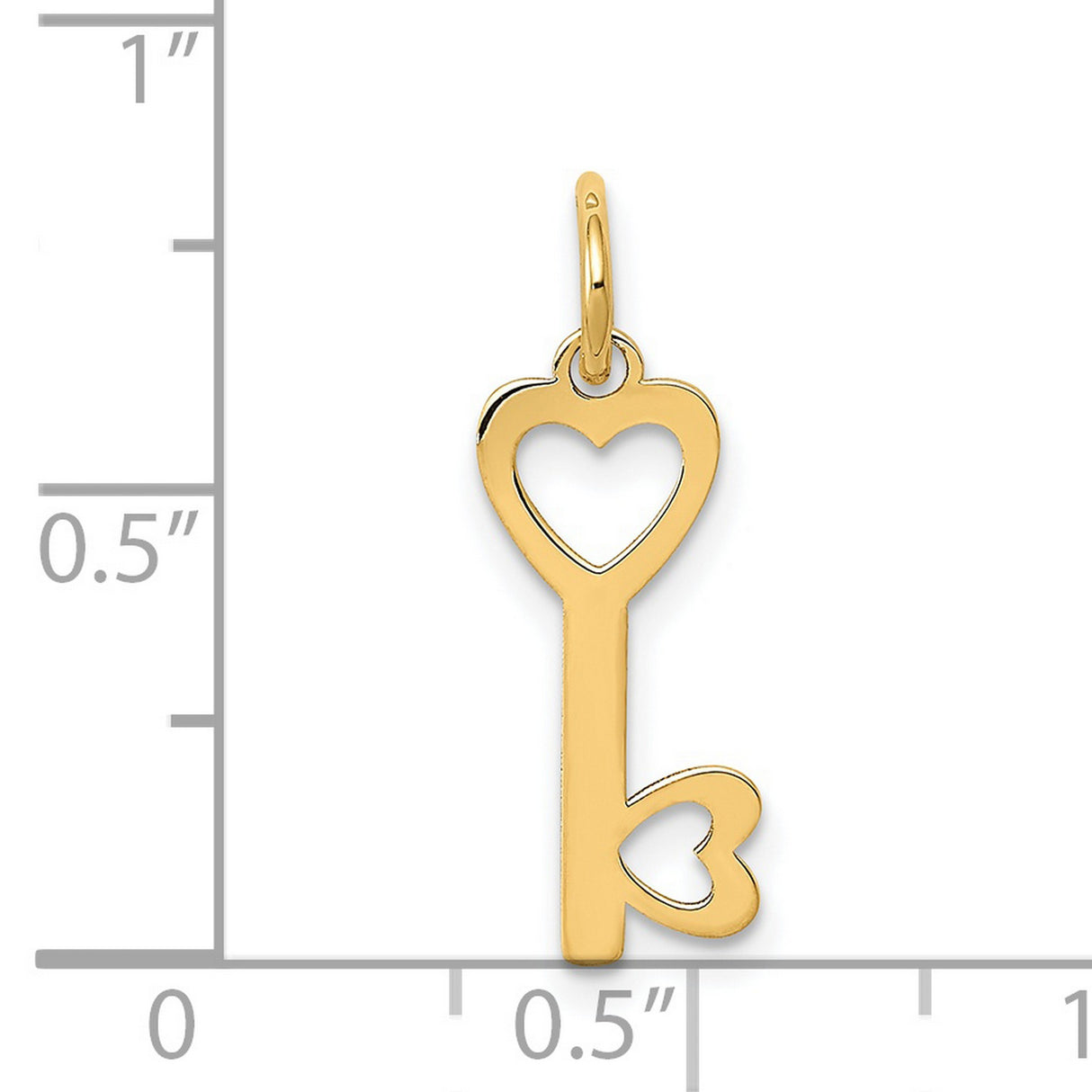 14k Yellow Gold Heart Key Pendant, Dainty Symbol of Love for Women