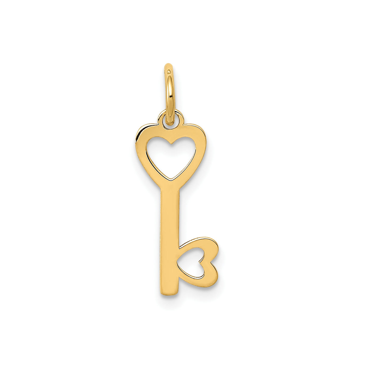 14k Yellow Gold Heart Key Pendant, Dainty Symbol of Love for Women