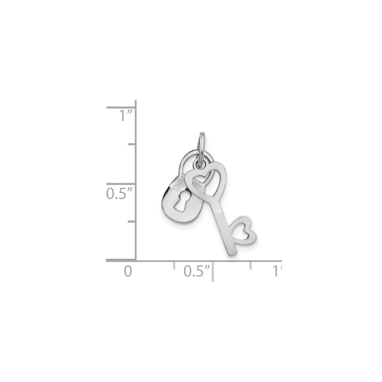 14k White Gold Heart Key and Lock Pendant, Romantic Linked Heart Jewelry for Women