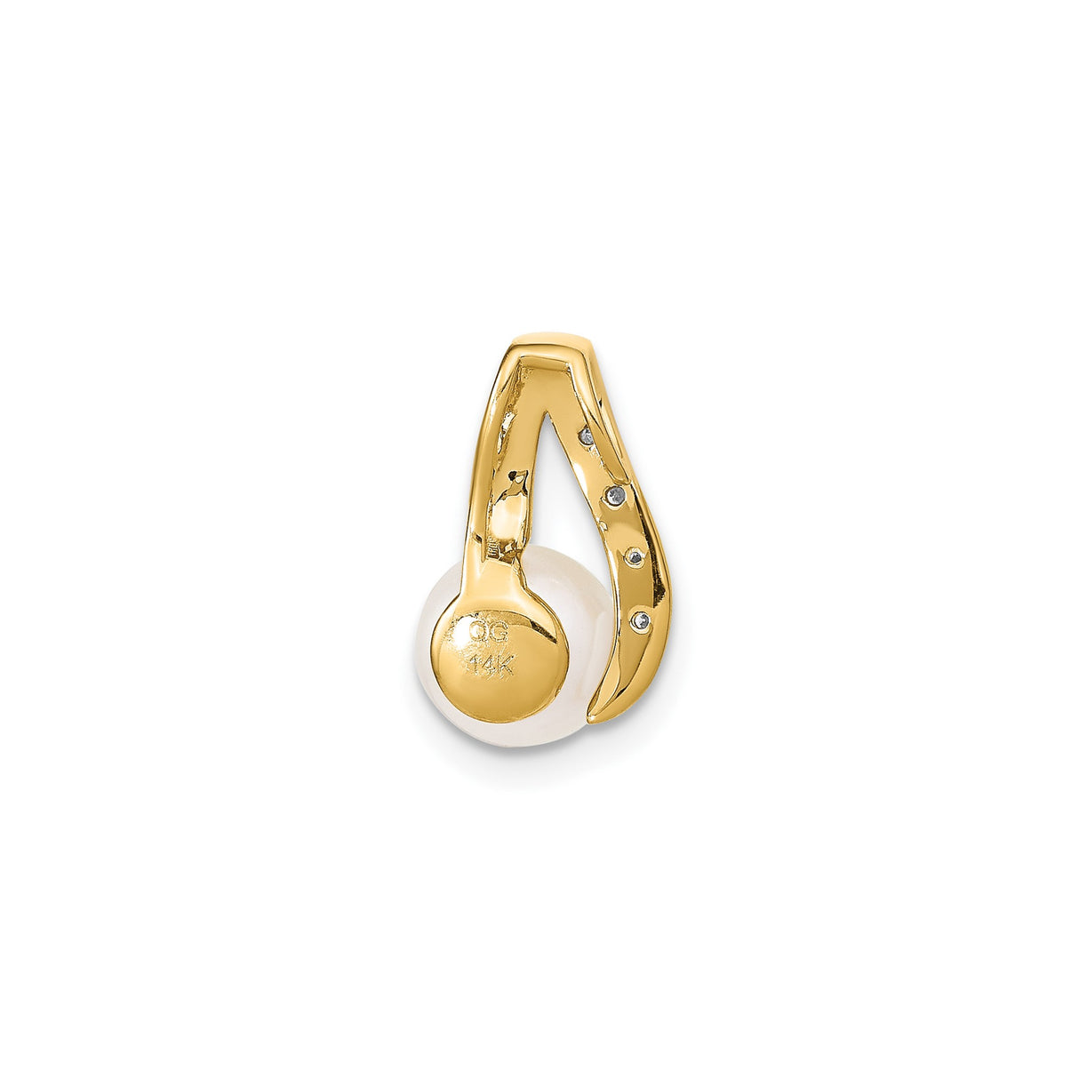 14k Yellow and Rhodium Gold Teardrop Pendant with White Pearl and Diamond Accents