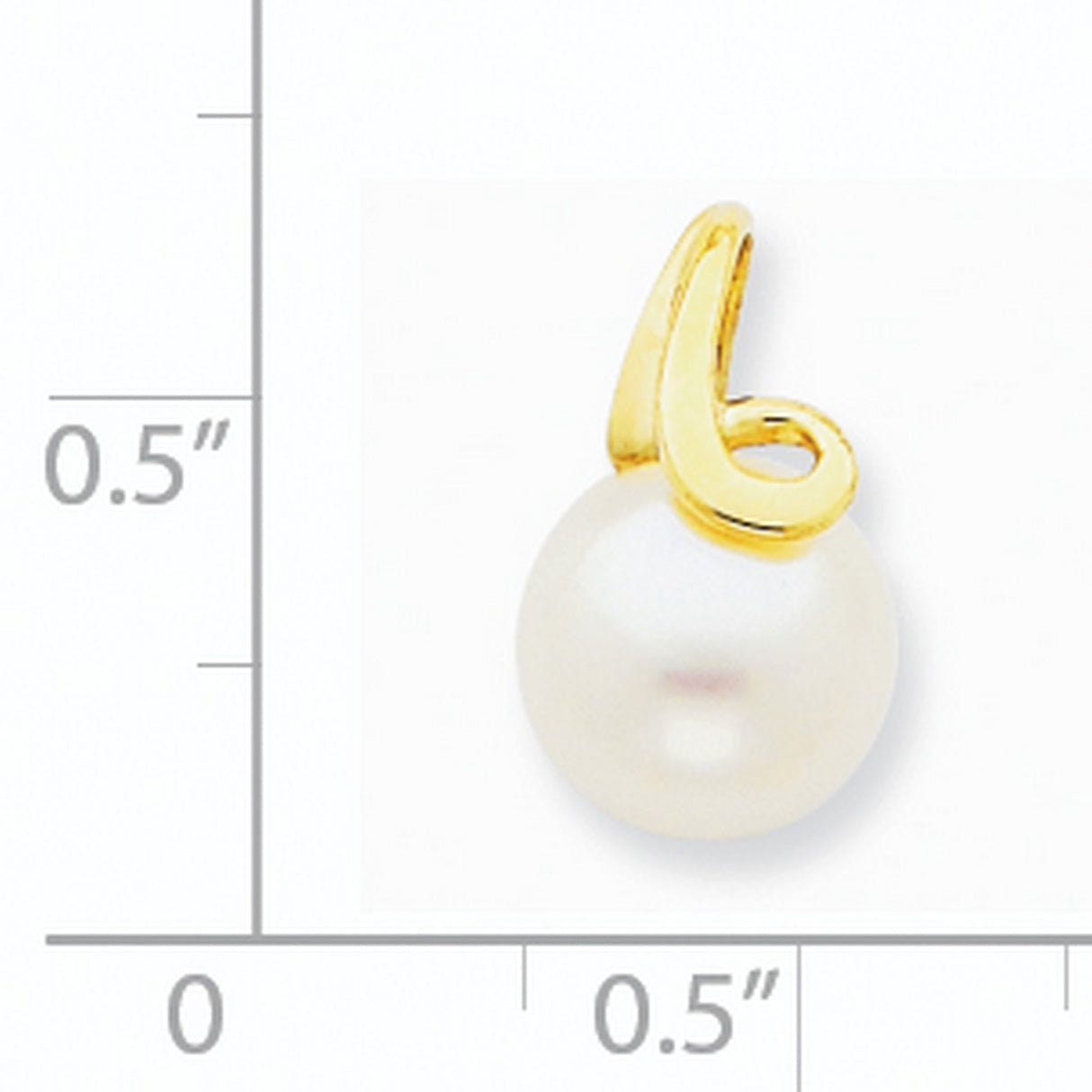 14k Yellow Gold Pendant with White Button Cultured Pearl, Modern Swirl Design