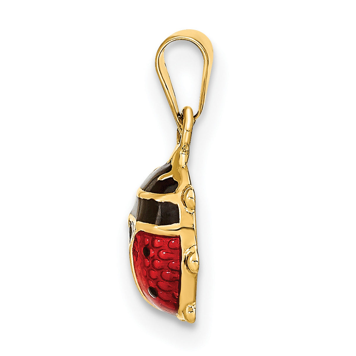 14k Yellow Gold Ladybug Pendant with Red and Black Enamel, Whimsical Animal Charm