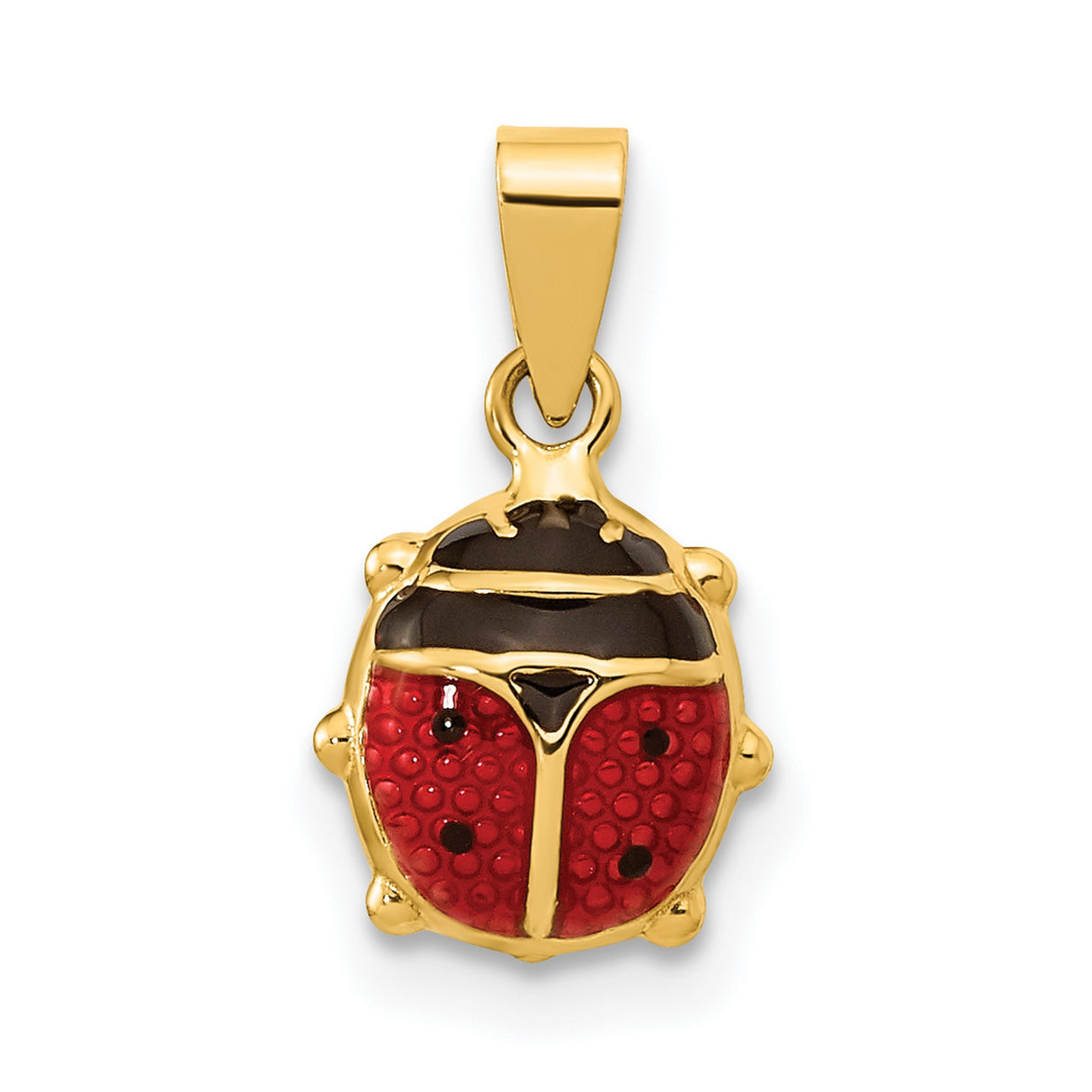 14k Yellow Gold Ladybug Pendant with Red and Black Enamel, Whimsical Animal Charm