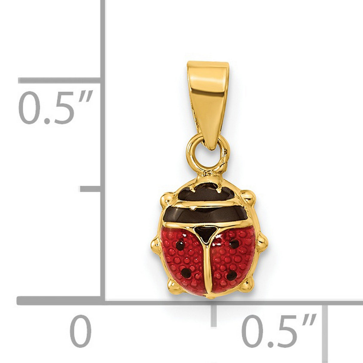 14k Yellow Gold Ladybug Pendant Charm with Red and Black Enamel, Insect Themed Jewelry