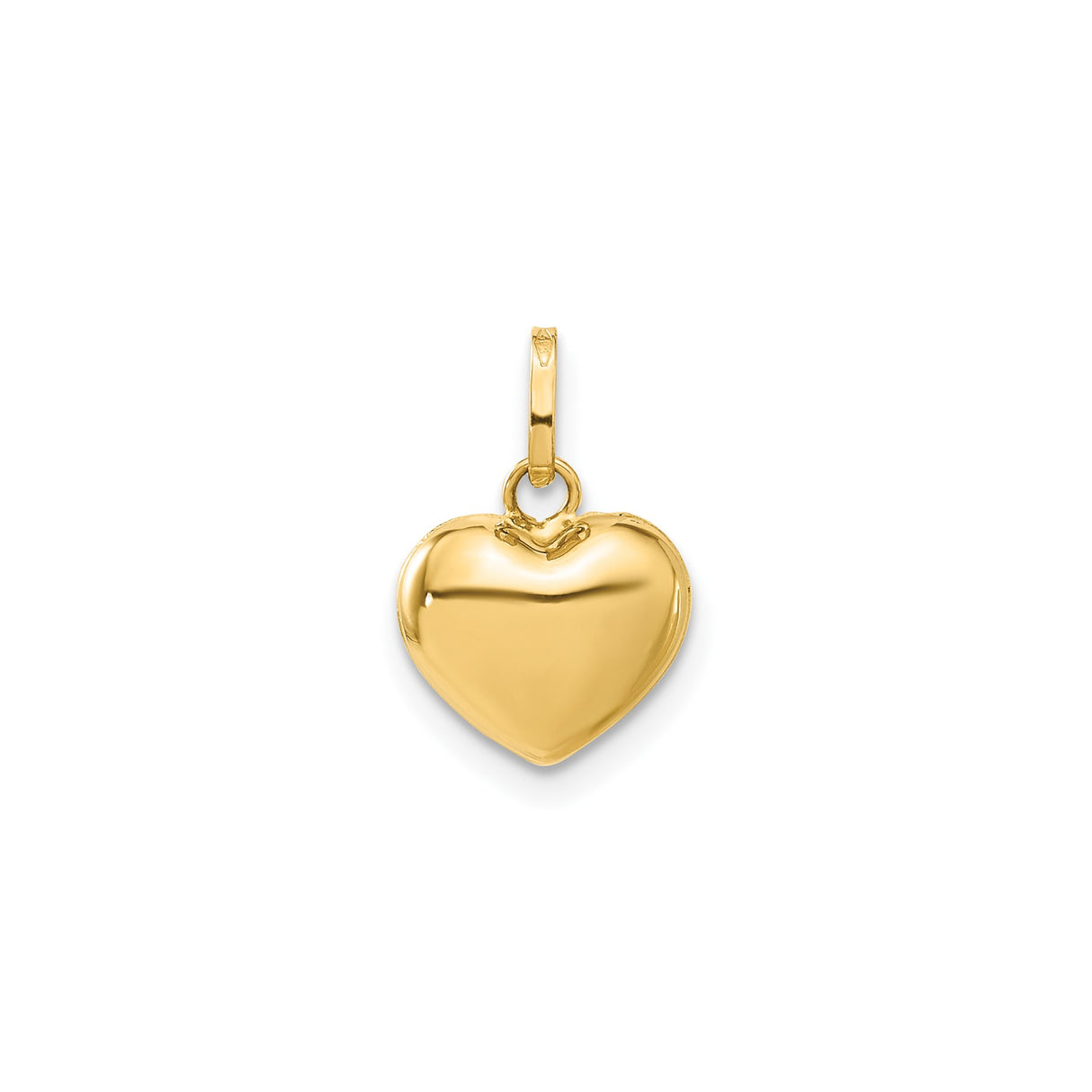 14k Yellow Gold Heart Pendant, Polished Minimalist Charm for Women