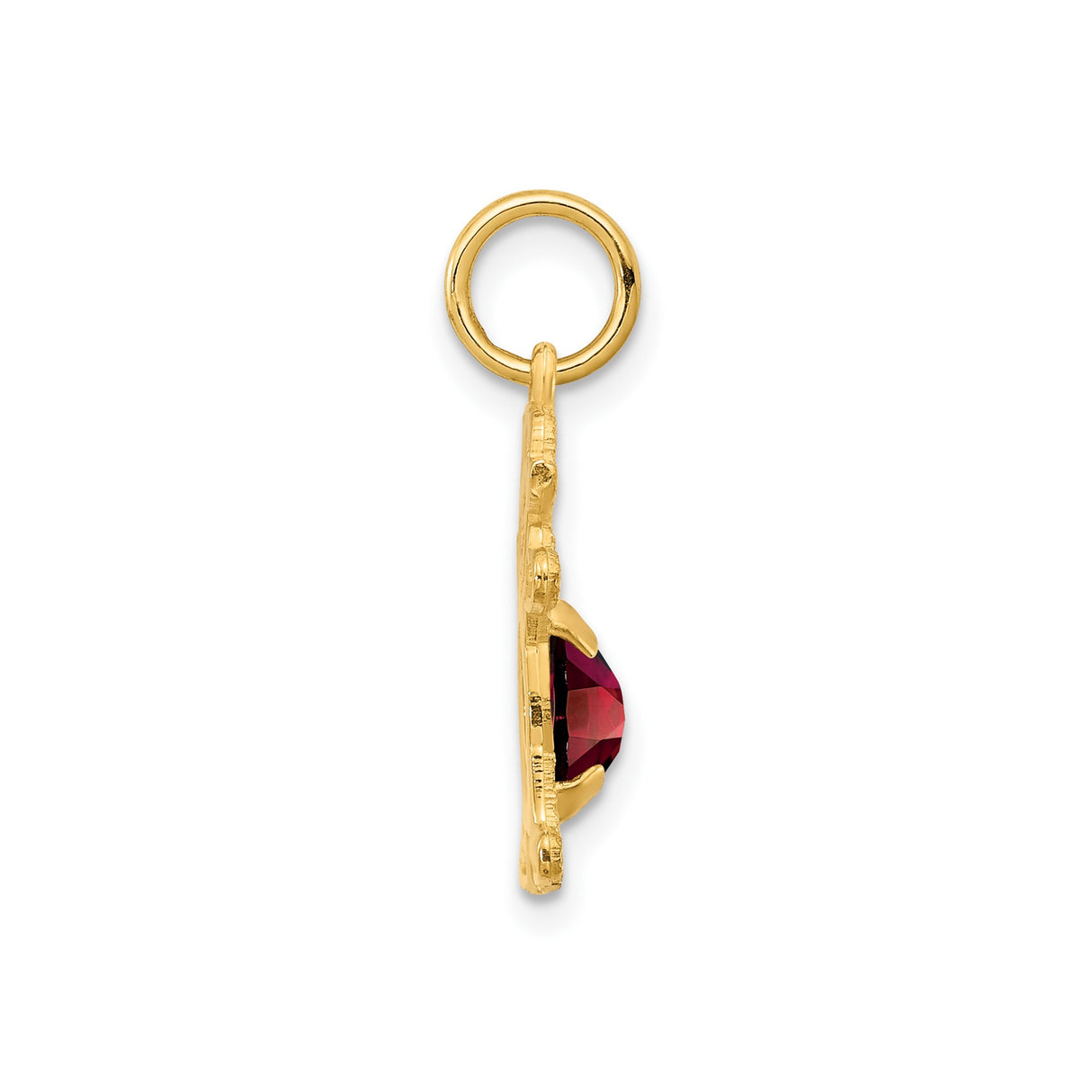 14k Yellow Gold Boy Charm Pendant with Marquise Cut Garnet, Symbolic Family Jewelry