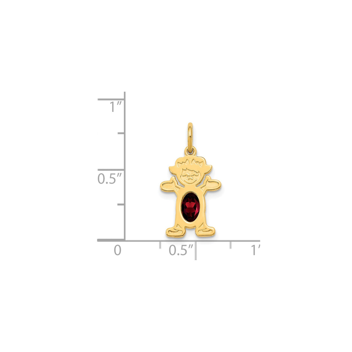14k Yellow Gold Boy Charm Pendant with Marquise Cut Garnet, Symbolic Family Jewelry