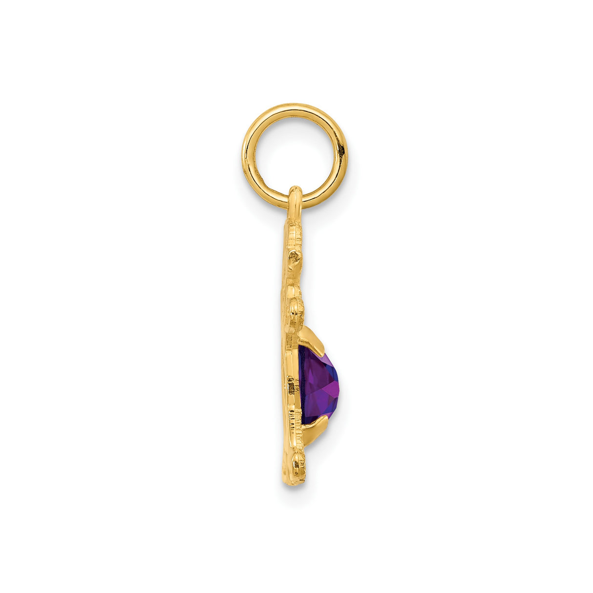 14k Yellow Gold Pendant with Faceted Oval Amethyst, Female Shaped Charm for Women
