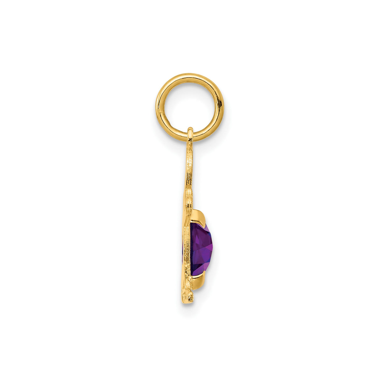 14k Yellow Gold Boy Pendant with Oval Amethyst, Sentimental Family Keepsake Charm