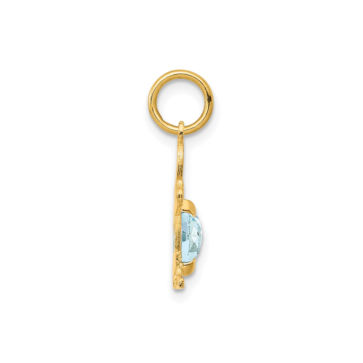 14k Yellow Gold Boy Shaped Pendant with Aquamarine, Birthstone Charm for Women or Grandmother
