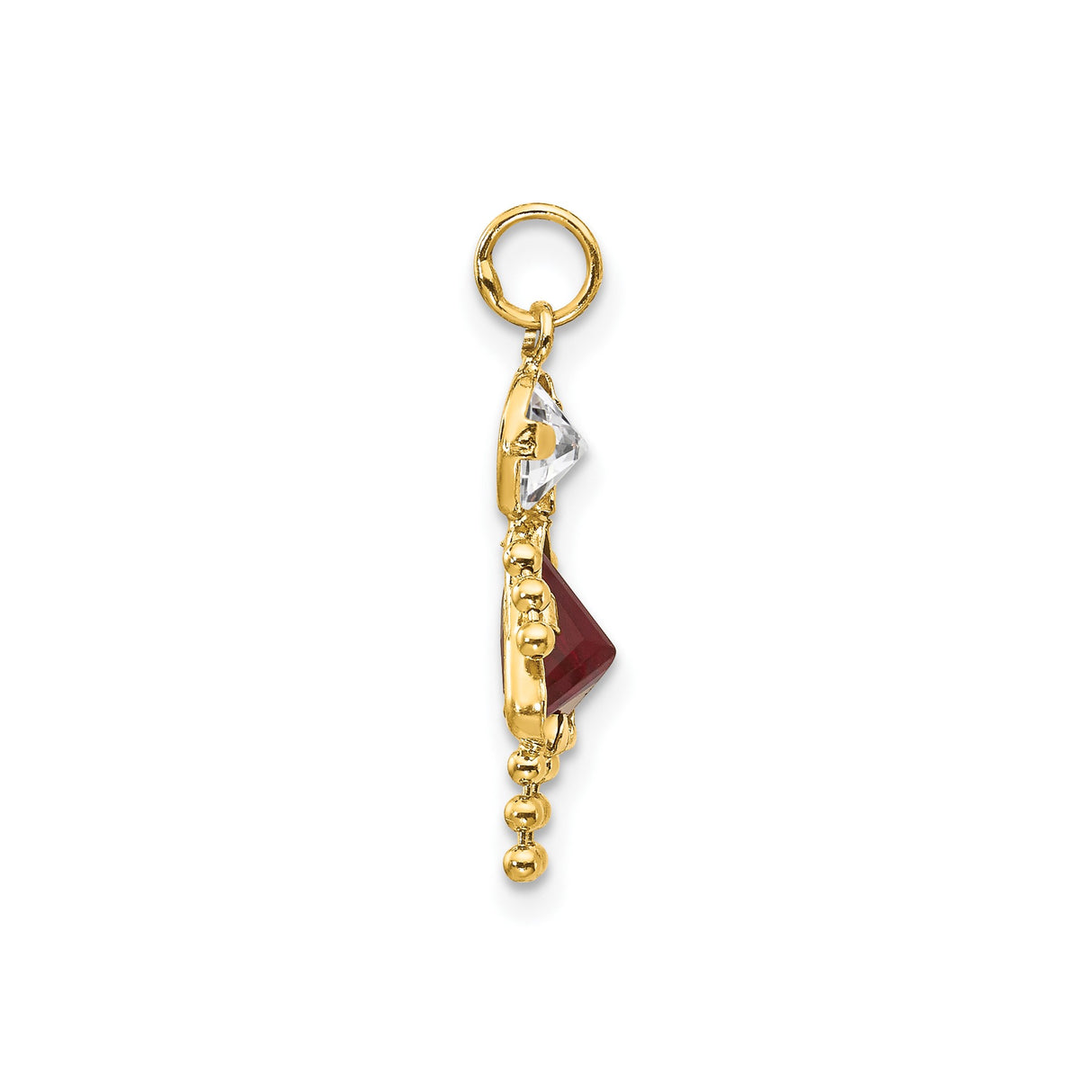 14k Yellow Gold Girl Pendant with Synthetic Birthstone and Cubic Zirconia, Family Charm