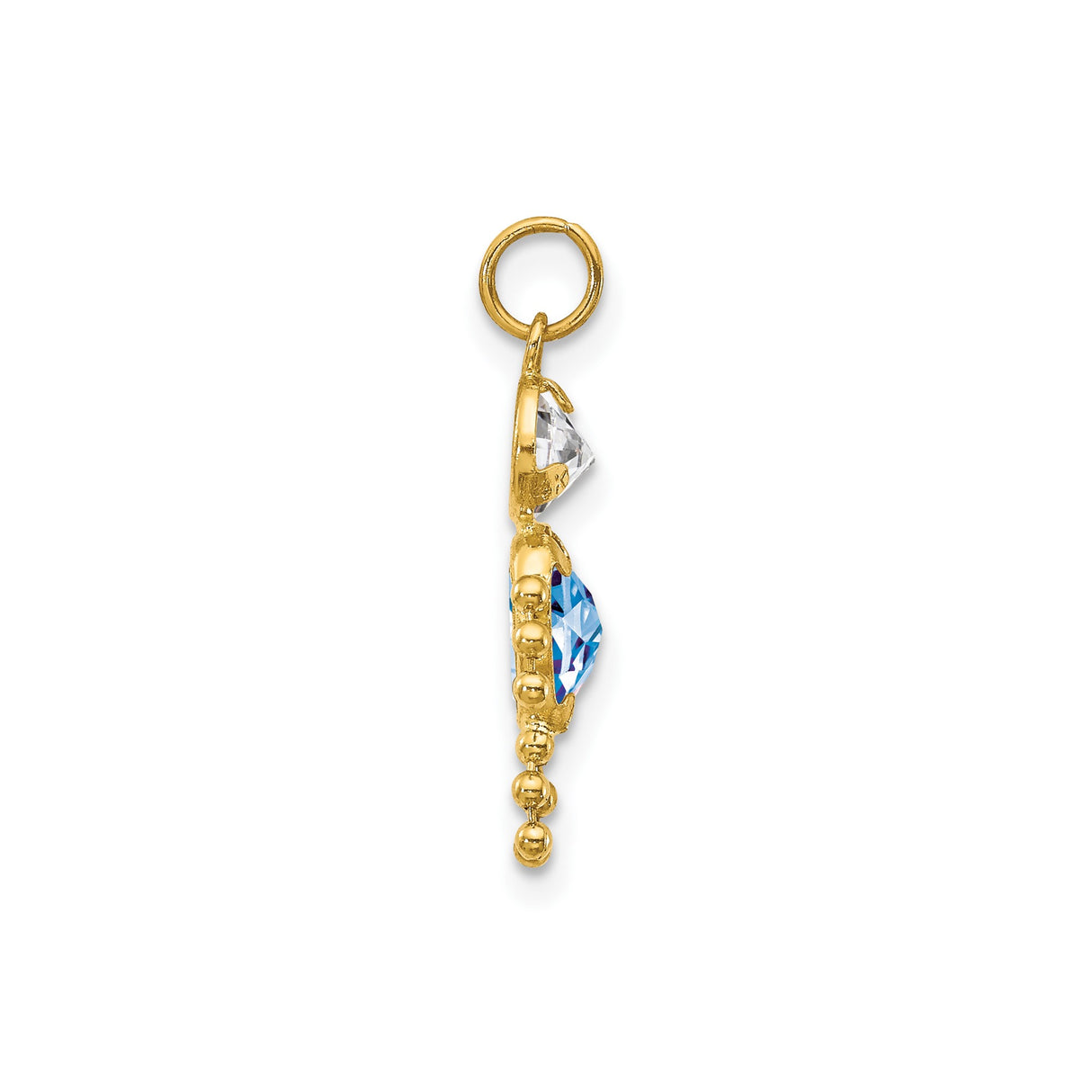 14k Yellow Gold Boy Pendant with Synthetic Birthstone and Cubic Zirconia, Family Charm