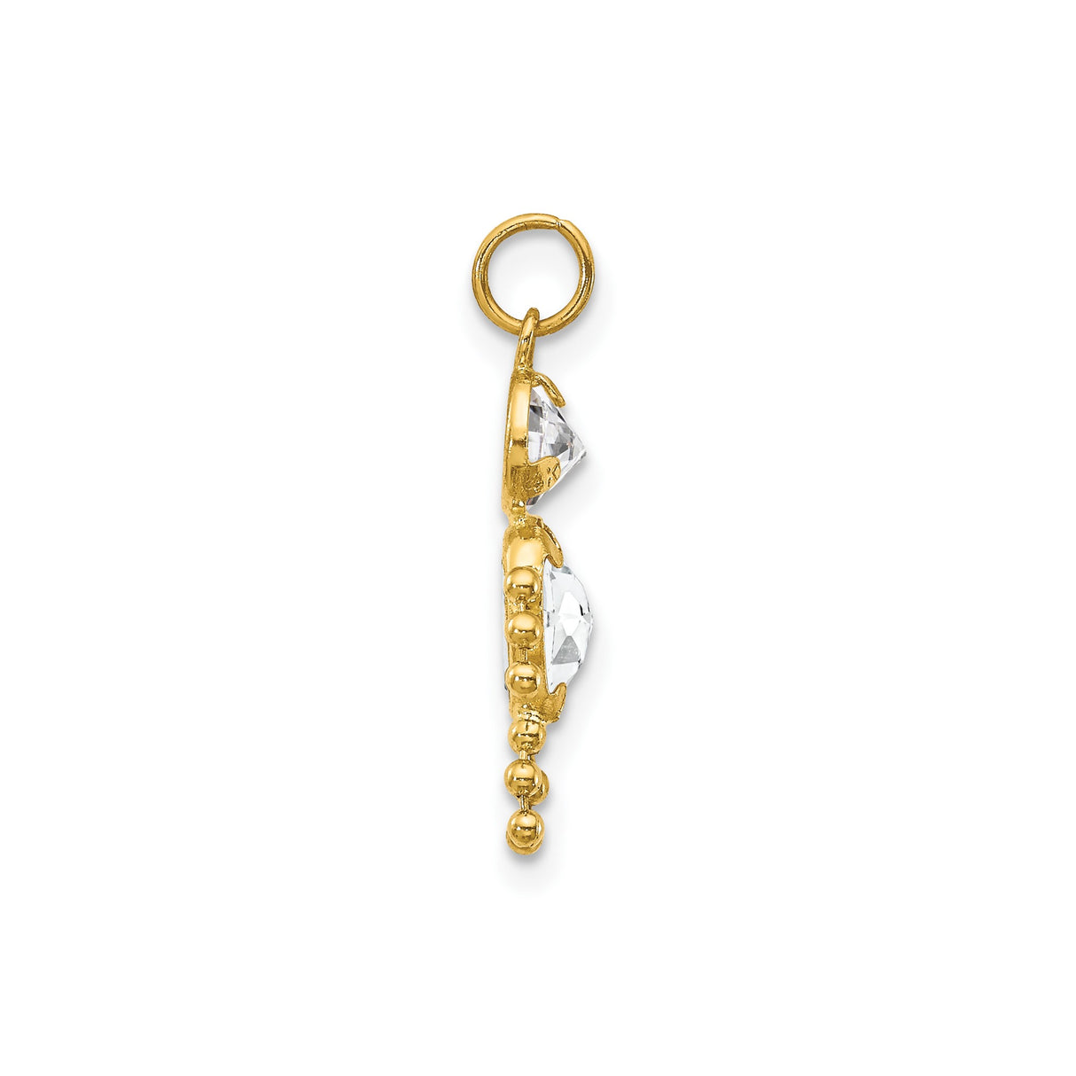 14k Yellow Gold Motherhood Stick Figure Pendant with Synthetic Birthstone and Cubic Zirconia Accents