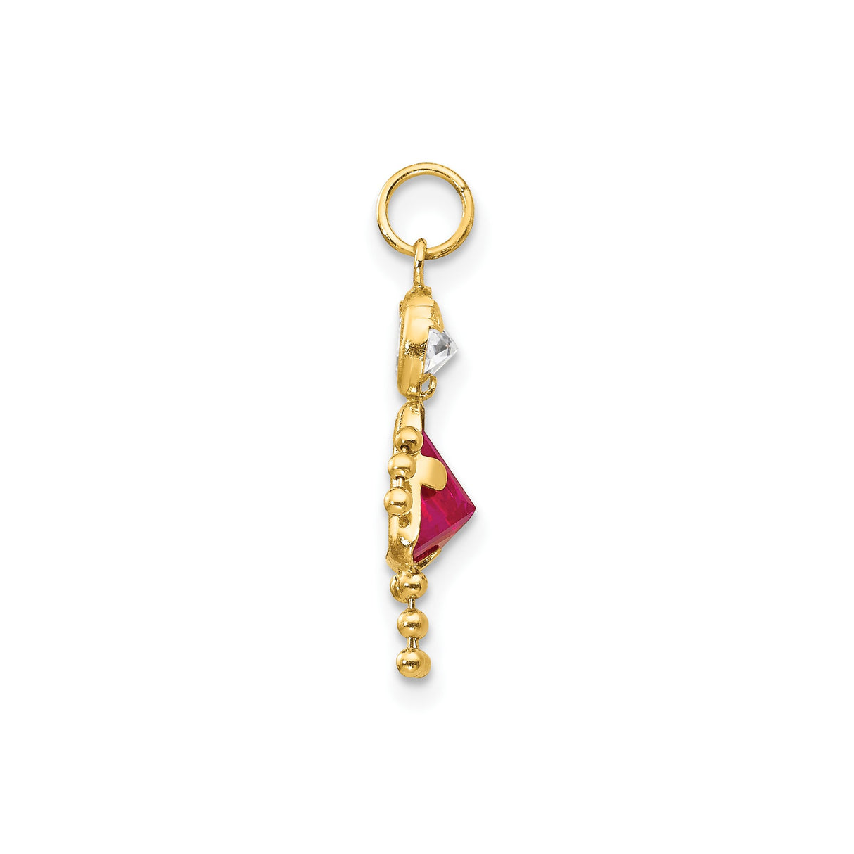14k Yellow Gold Girl Pendant with Synthetic Birthstone and Cubic Zirconia, Family Jewelry Charm