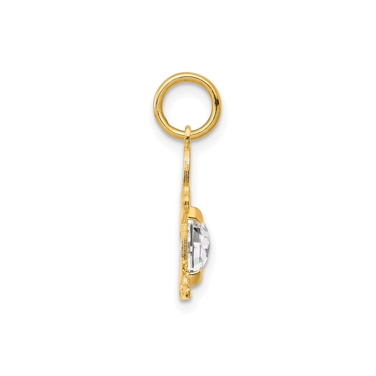 14k Yellow Gold Pendant with Oval White Topaz, Embrace Charm Symbolizing Love and Family