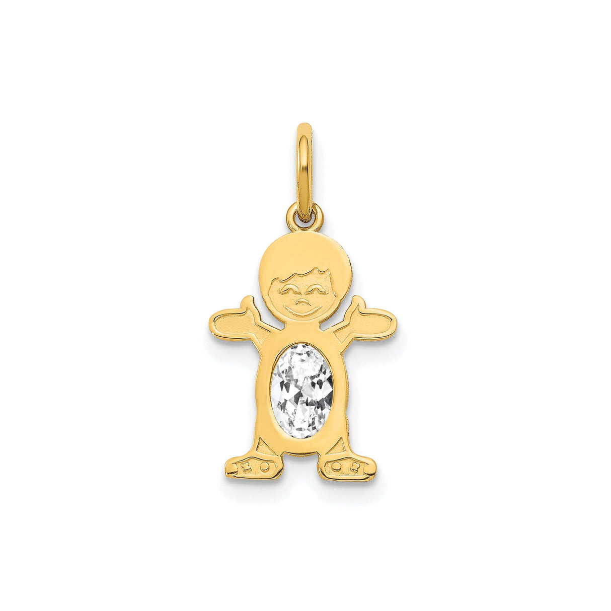 14k Yellow Gold Pendant with Oval White Topaz, Embrace Charm Symbolizing Love and Family