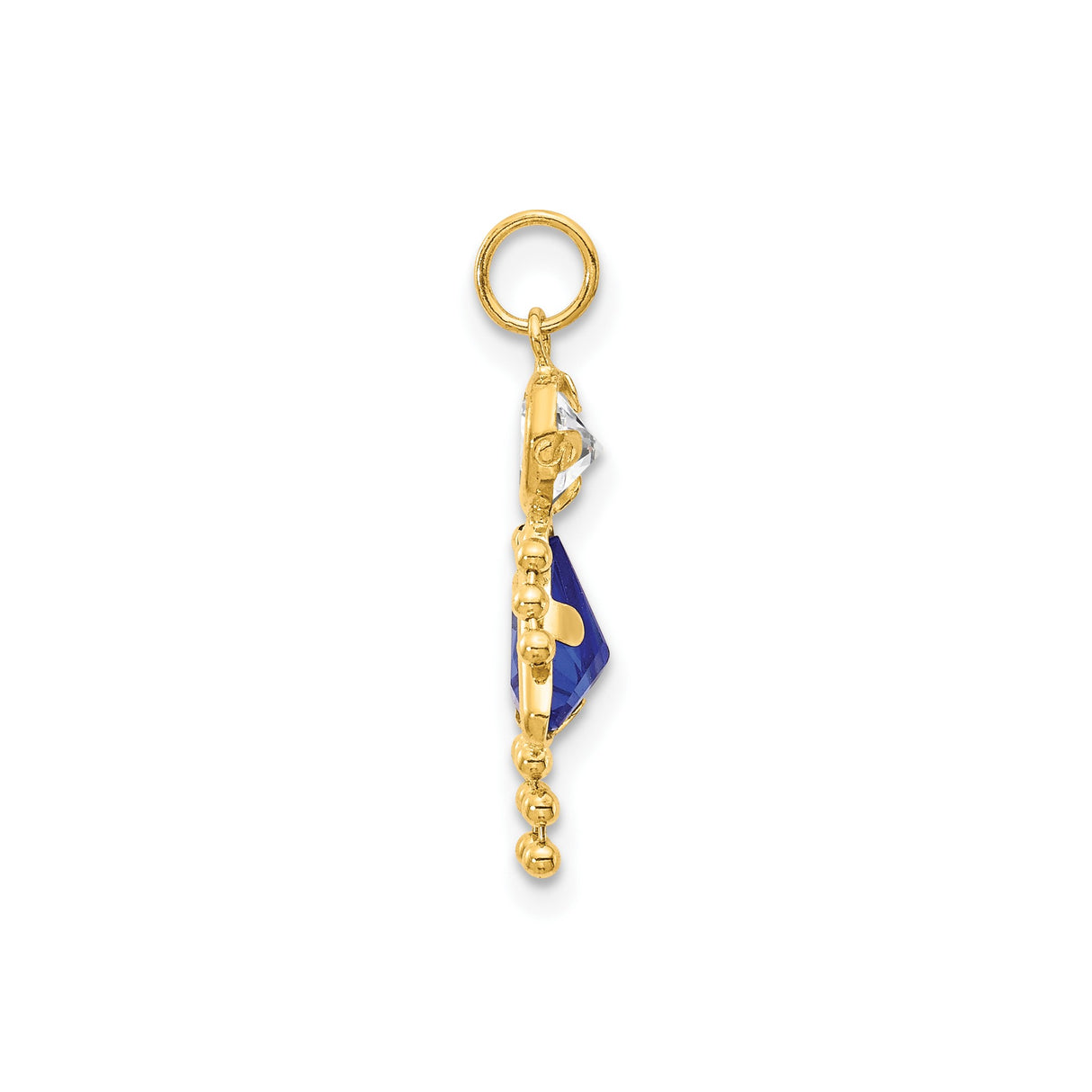14k Yellow Gold Girl Pendant with Synthetic Birthstone, Cubic Zirconia, Mother Daughter Charm