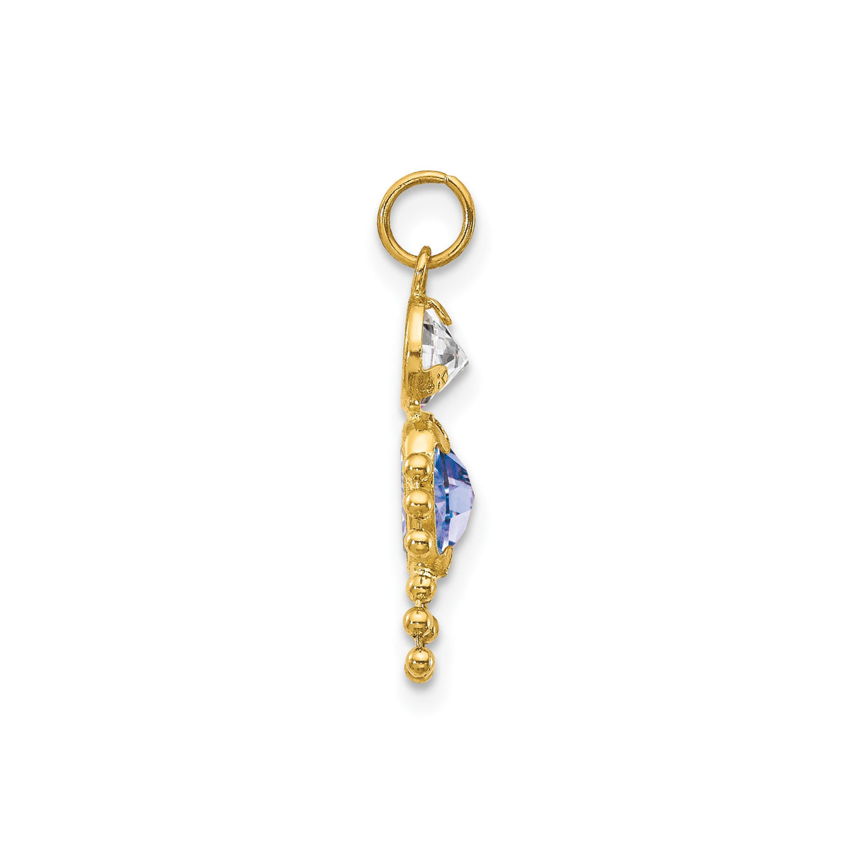 14k Yellow Gold Boy Pendant with Synthetic Birthstone and Cubic Zirconia, Figurine Style Charm