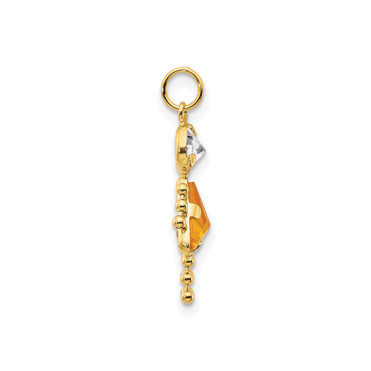 14k Yellow Gold Girl Pendant with Synthetic Birthstone and Cubic Zirconia, Daughter Charm