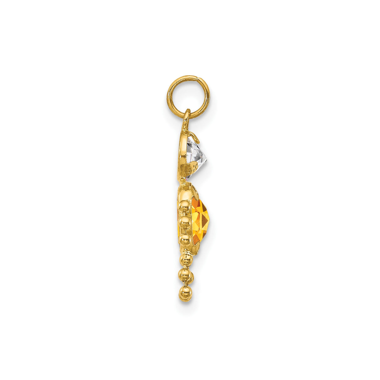 14k Yellow Gold Boy Pendant with Synthetic Citrine, Cubic Zirconia, Sentimental Family Charm