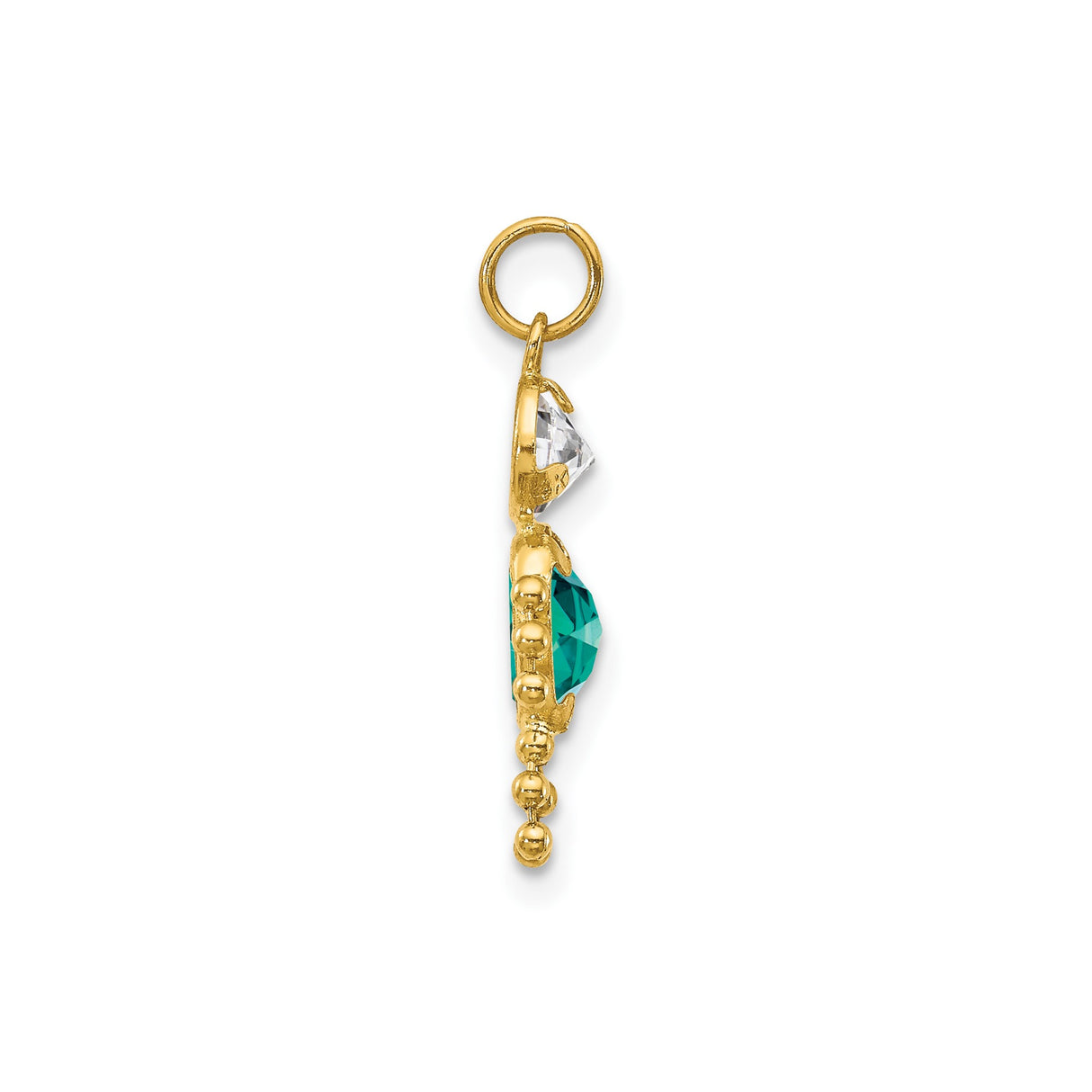 14k Yellow Gold Pendant with Synthetic Birthstone and Cubic Zirconia, Symbolic Family Charm