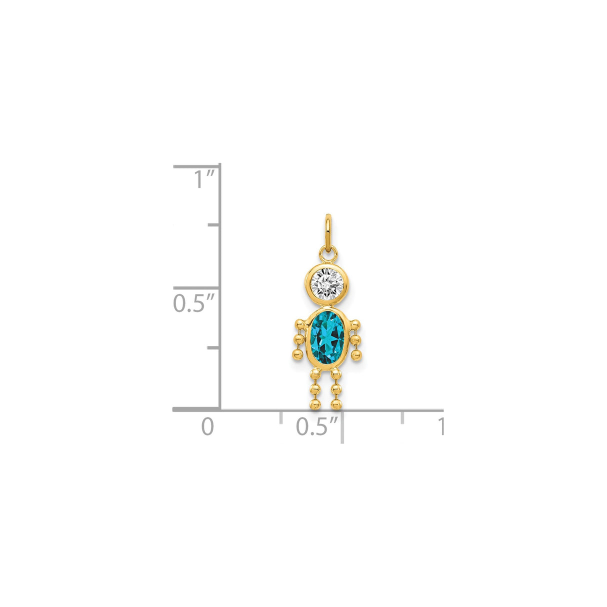 14k Yellow Gold Pendant with Synthetic Birthstone and Cubic Zirconia, Symbolic Family Charm