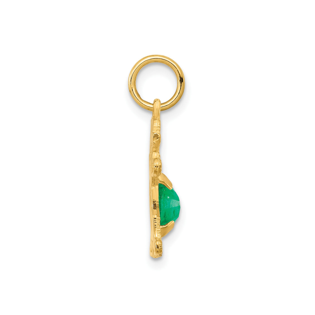 14k Yellow Gold Family Pendant with Emerald, Female Figure Charm, Symbol of Love and Motherhood