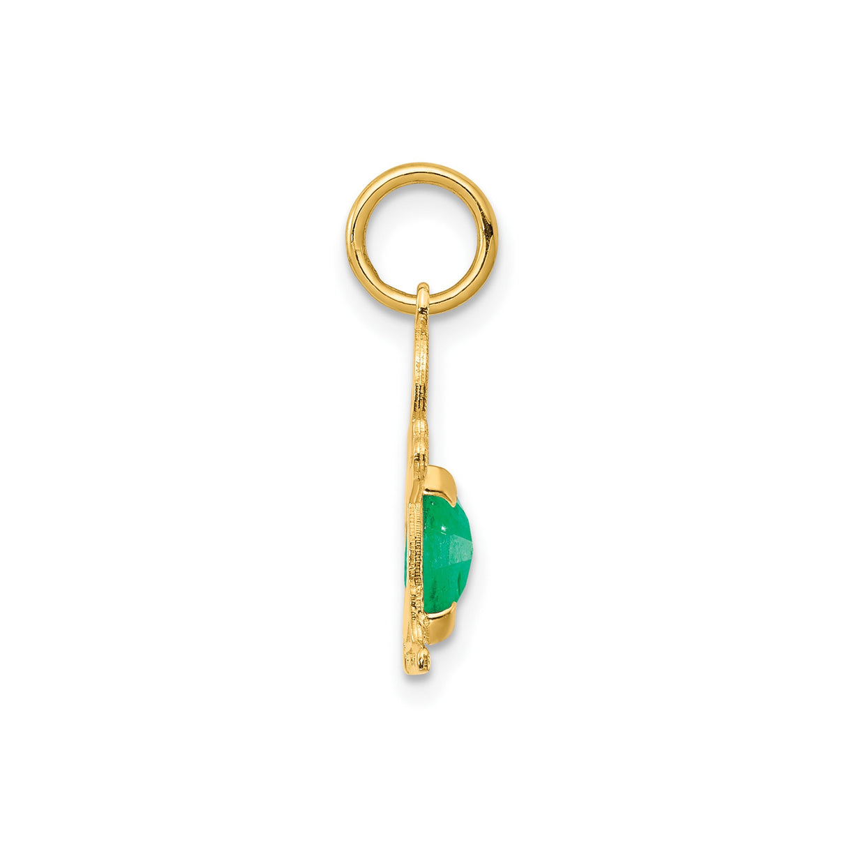 14k Yellow Gold Boy Pendant Charm with Oval Emerald, Family Jewelry for Mom or Mothers Day