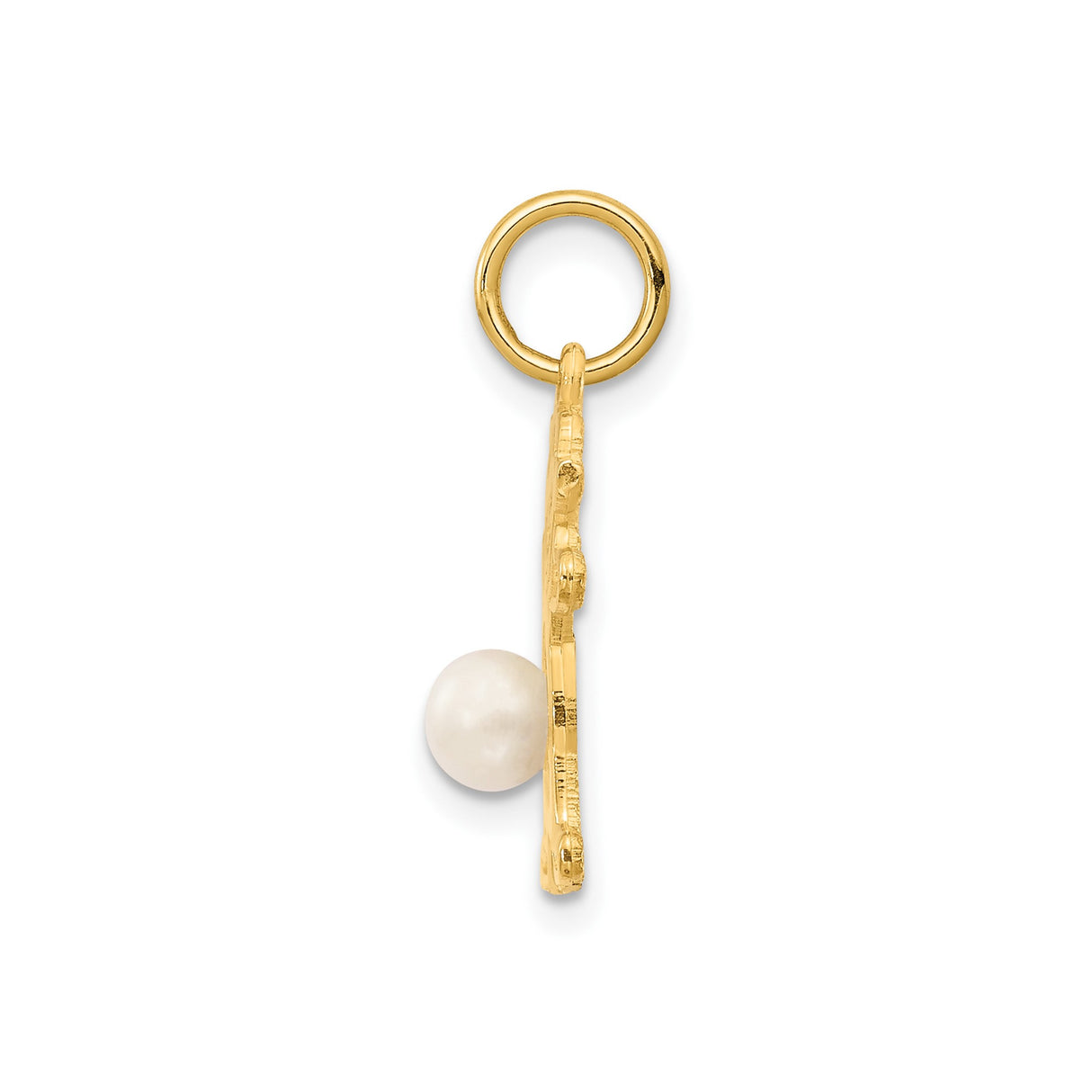 14k Yellow Gold Pendant with Polished Pearl, Symbolic Motherhood Charm for Women