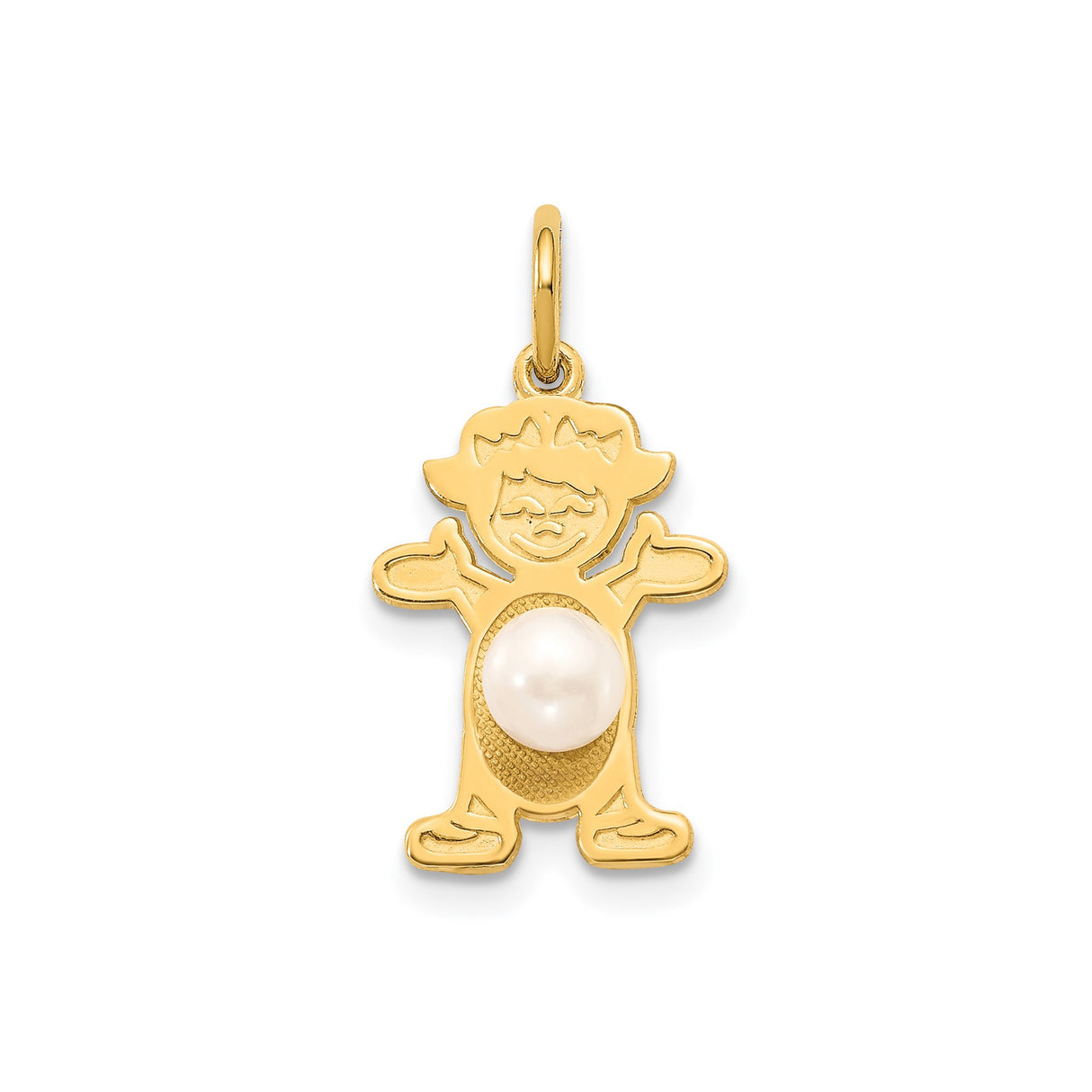 14k Yellow Gold Pendant with Polished Pearl, Symbolic Motherhood Charm for Women