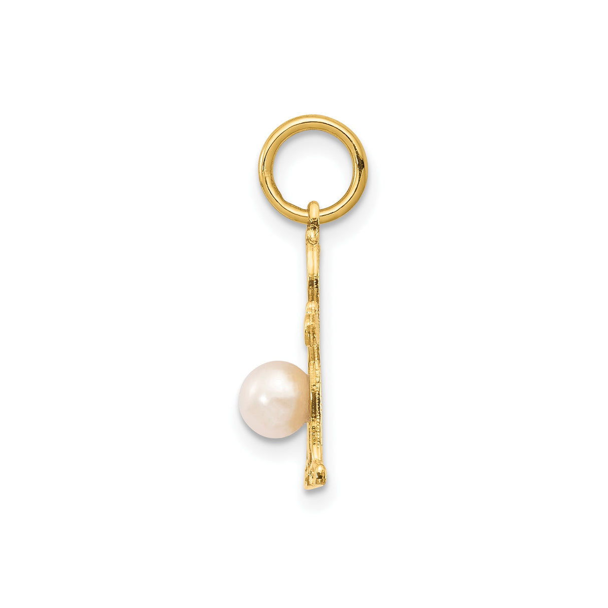 14k Yellow Gold Pendant with White Pearl, Silhouette Figure Charm, Motherhood Keepsake