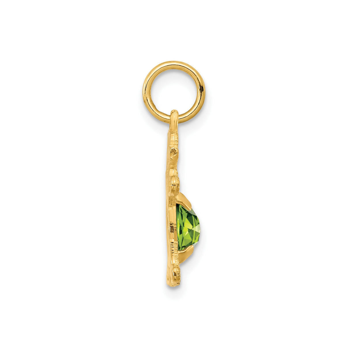 14k Yellow Gold Boy Pendant with Green Peridot, Family Charm for Women, August Birthstone Jewelry