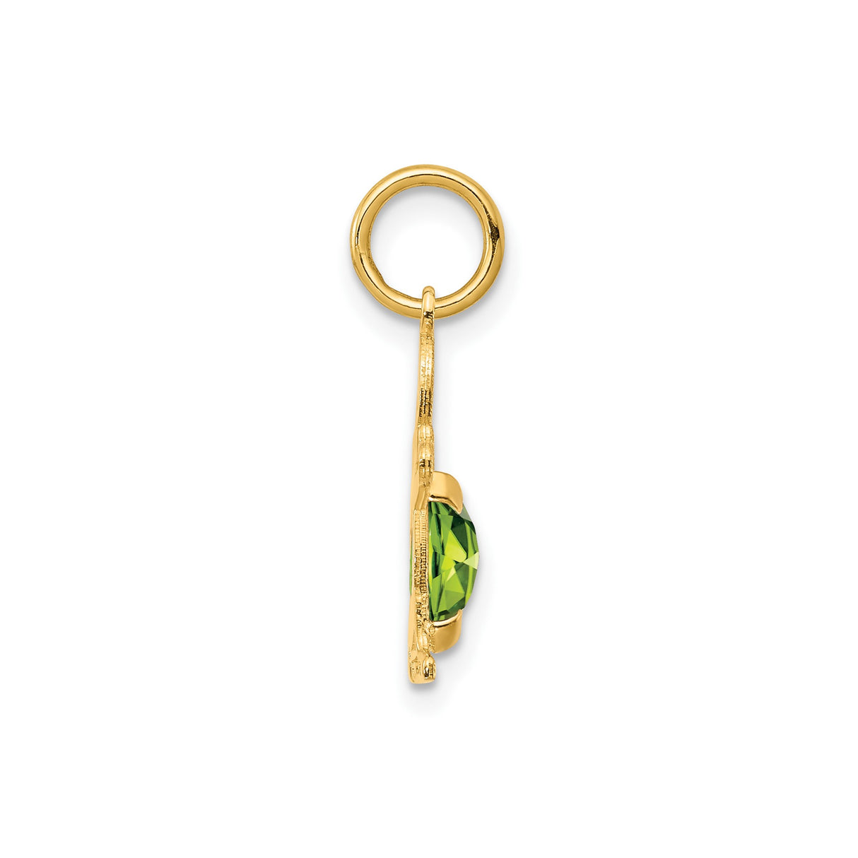 14k Yellow Gold Boy Pendant with Oval Peridot, August Birthstone Charm for Mom or Grandma