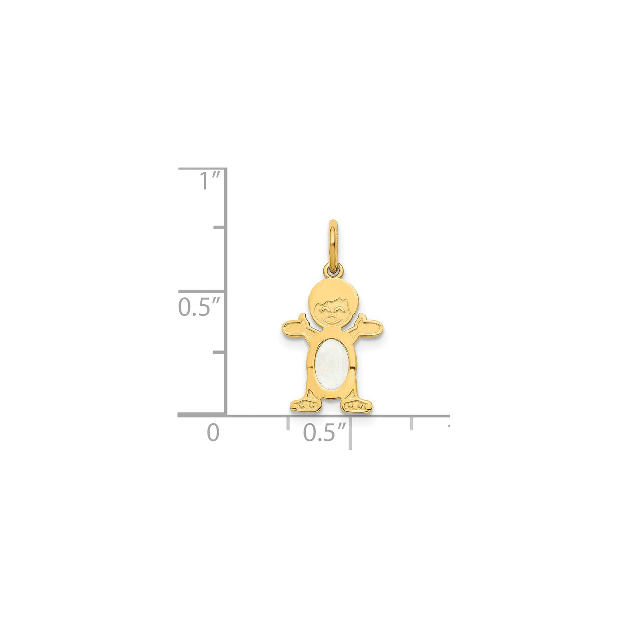 14k Yellow Gold Boy Shaped Pendant with Polished Opal, Family Charm Jewelry for Mothers