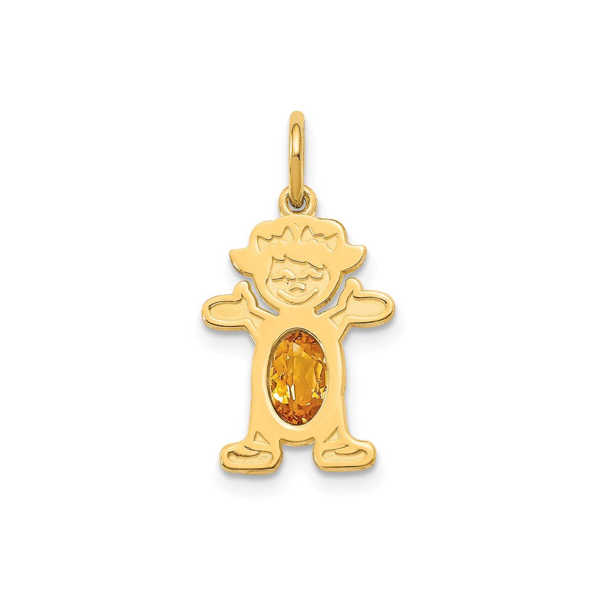 14k Yellow Gold Pendant with Oval Citrine, Family Keepsake Jewelry for Women, November Birthstone