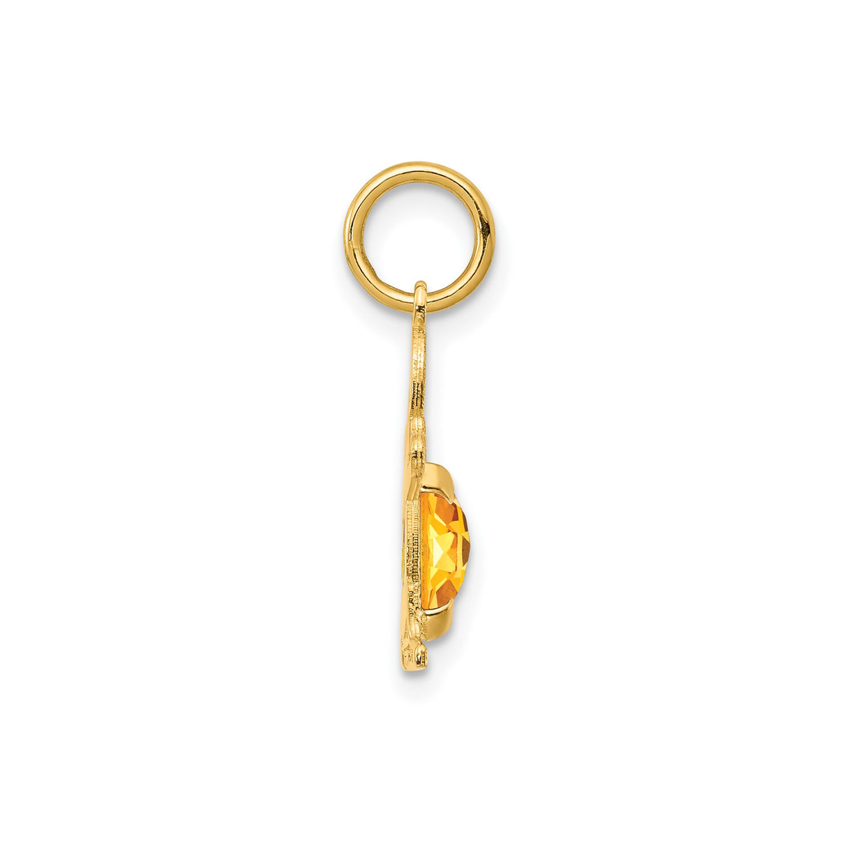 14k Yellow Gold Boy Shaped Pendant with Oval Citrine, Sentimental Family Charm