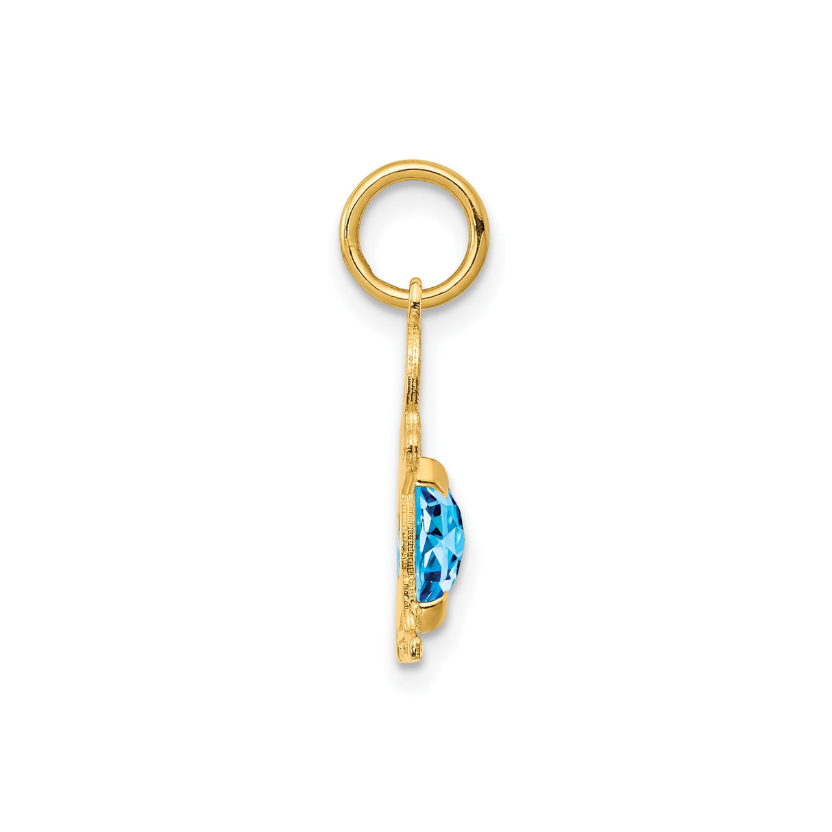 14k Yellow Gold Boy Pendant with Sky Blue Topaz, Family Charm Jewelry for Women