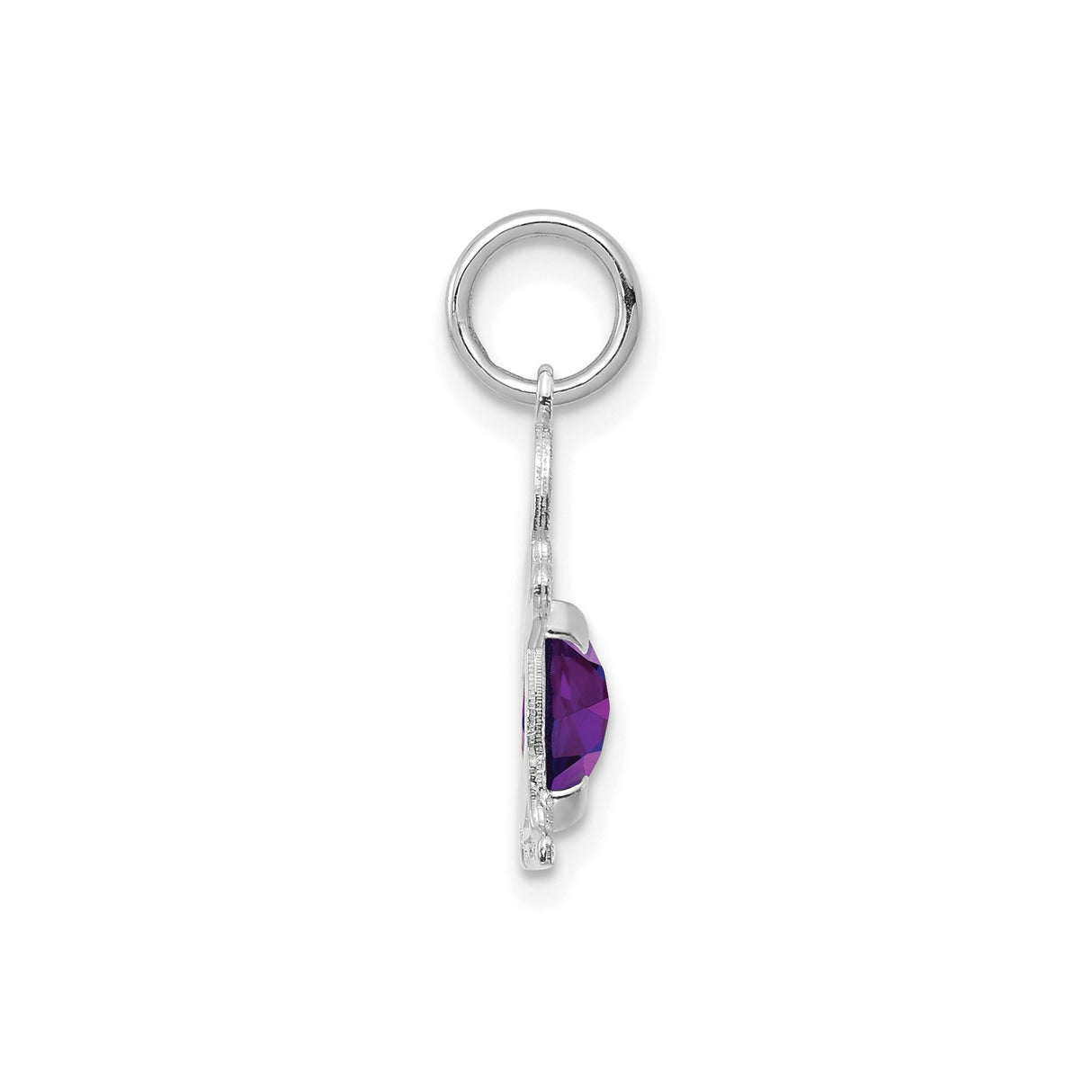 14k White Gold Boy Charm Pendant with Faceted Oval Amethyst, Birthstone Keepsake Jewelry