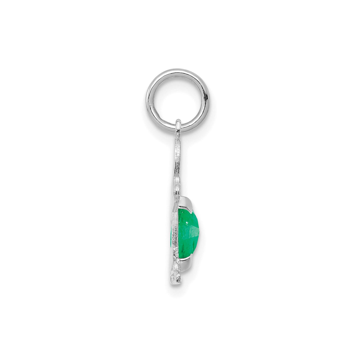 14k White Gold Boy Pendant with Oval Emerald, May Birthstone Family Charm