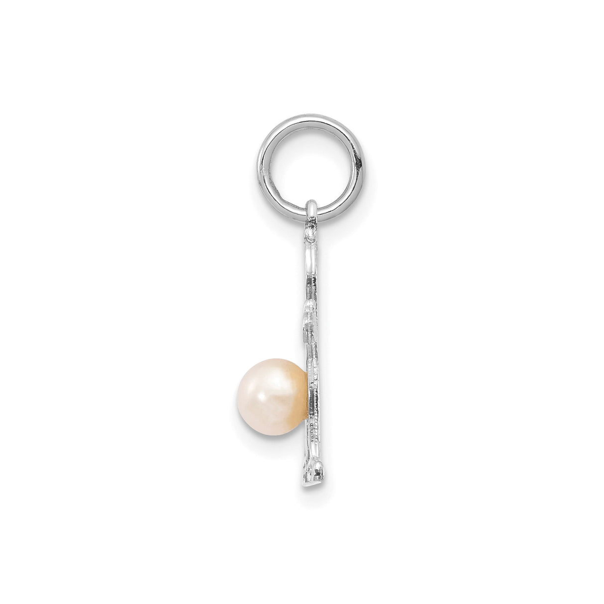 14k White Gold Boy Shaped Pendant with Cultured Pearl, June Birthstone, Motherhood Charm