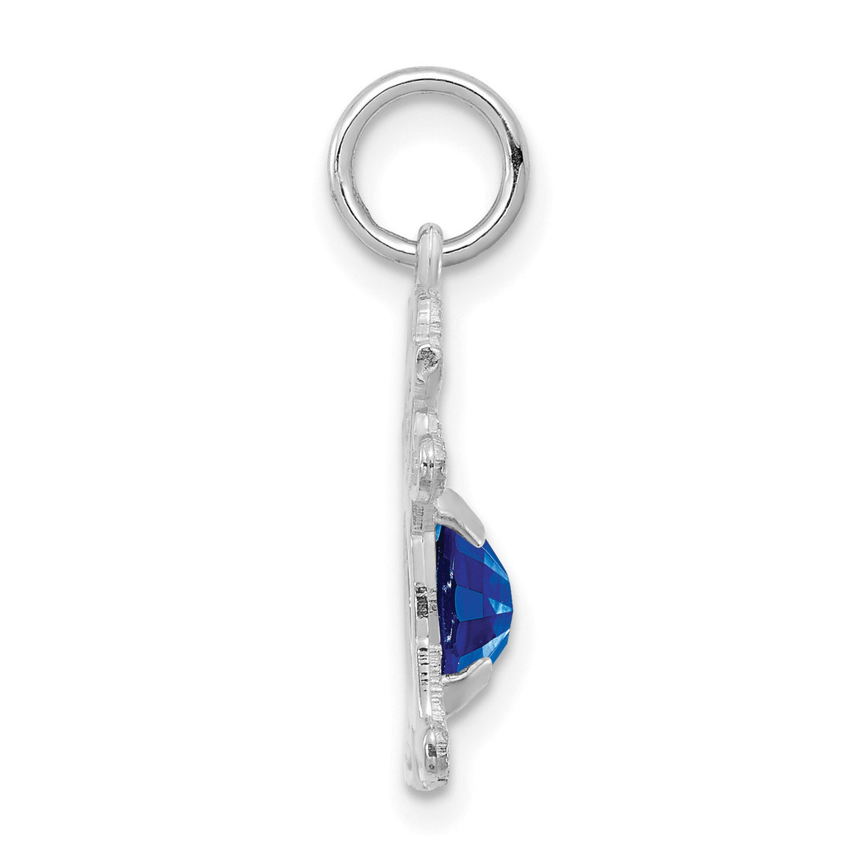 Girl 6x4 Oval Genuine Sapphire-September Charm Pendant in Real 14k White Gold