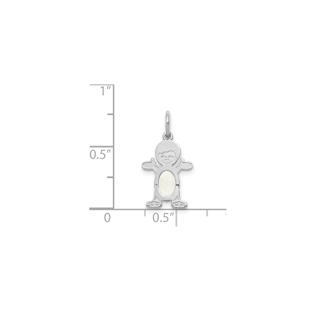 14k White Gold Boy Pendant with Opal Inlay, Smiling Figurine Charm, Family Keepsake Jewelry