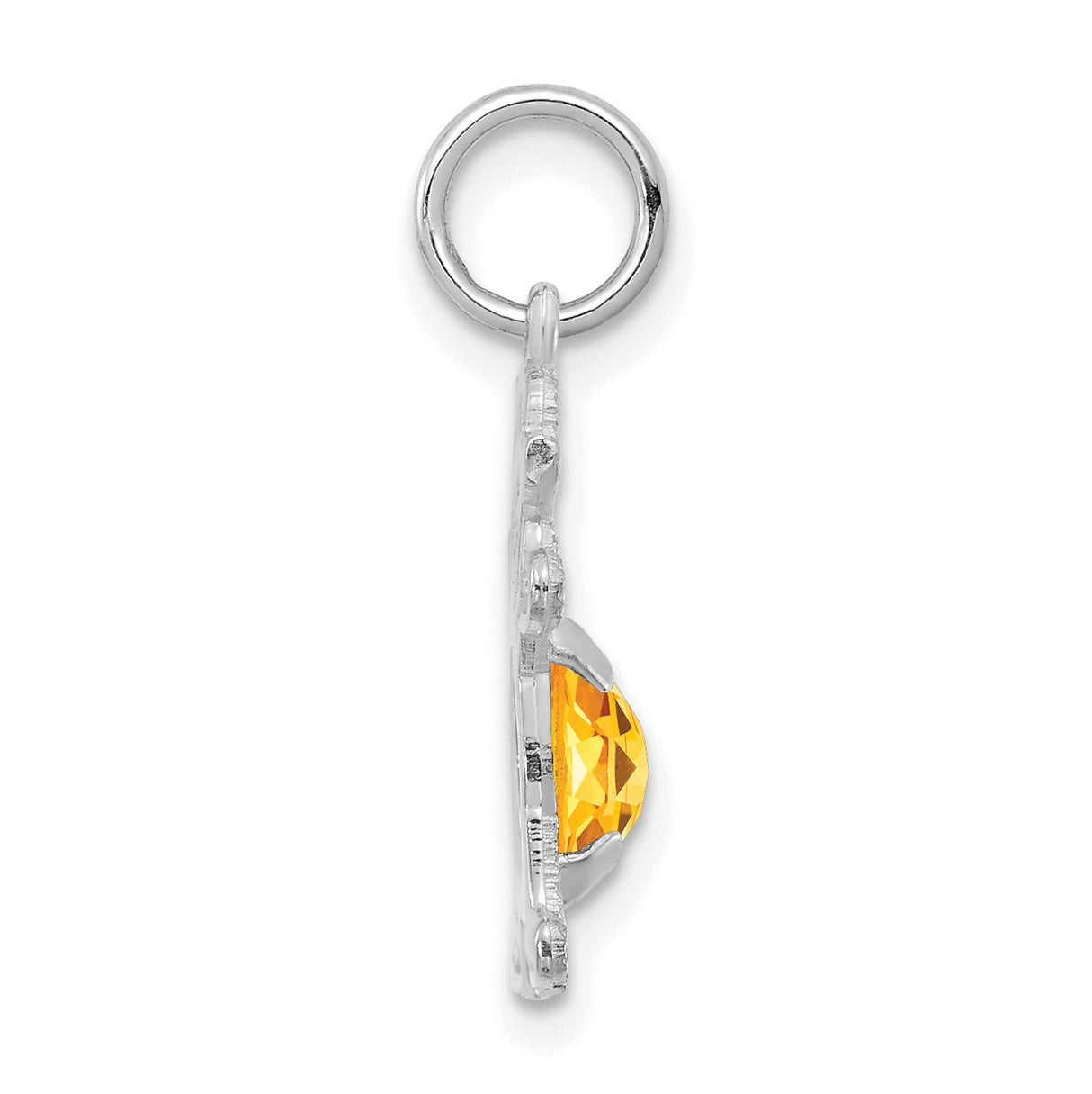 Girl 6x4 Oval Genuine Citrine November Charm Pendant in Real 14k White Gold