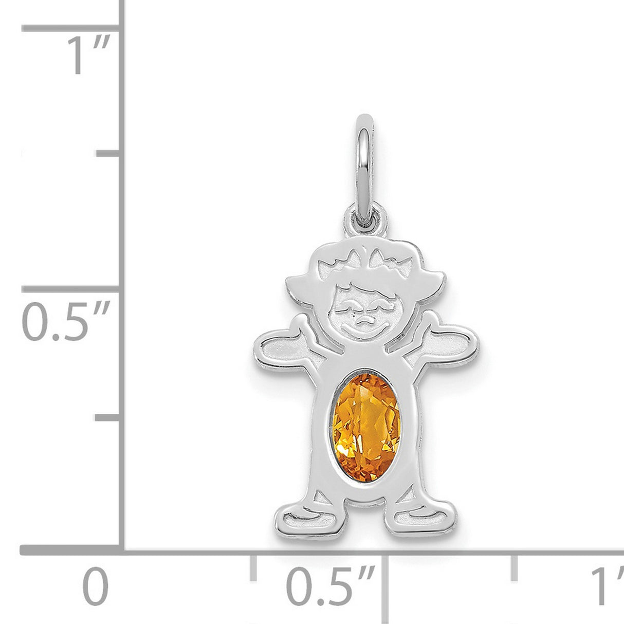 Girl 6x4 Oval Genuine Citrine November Charm Pendant in Real 14k White Gold