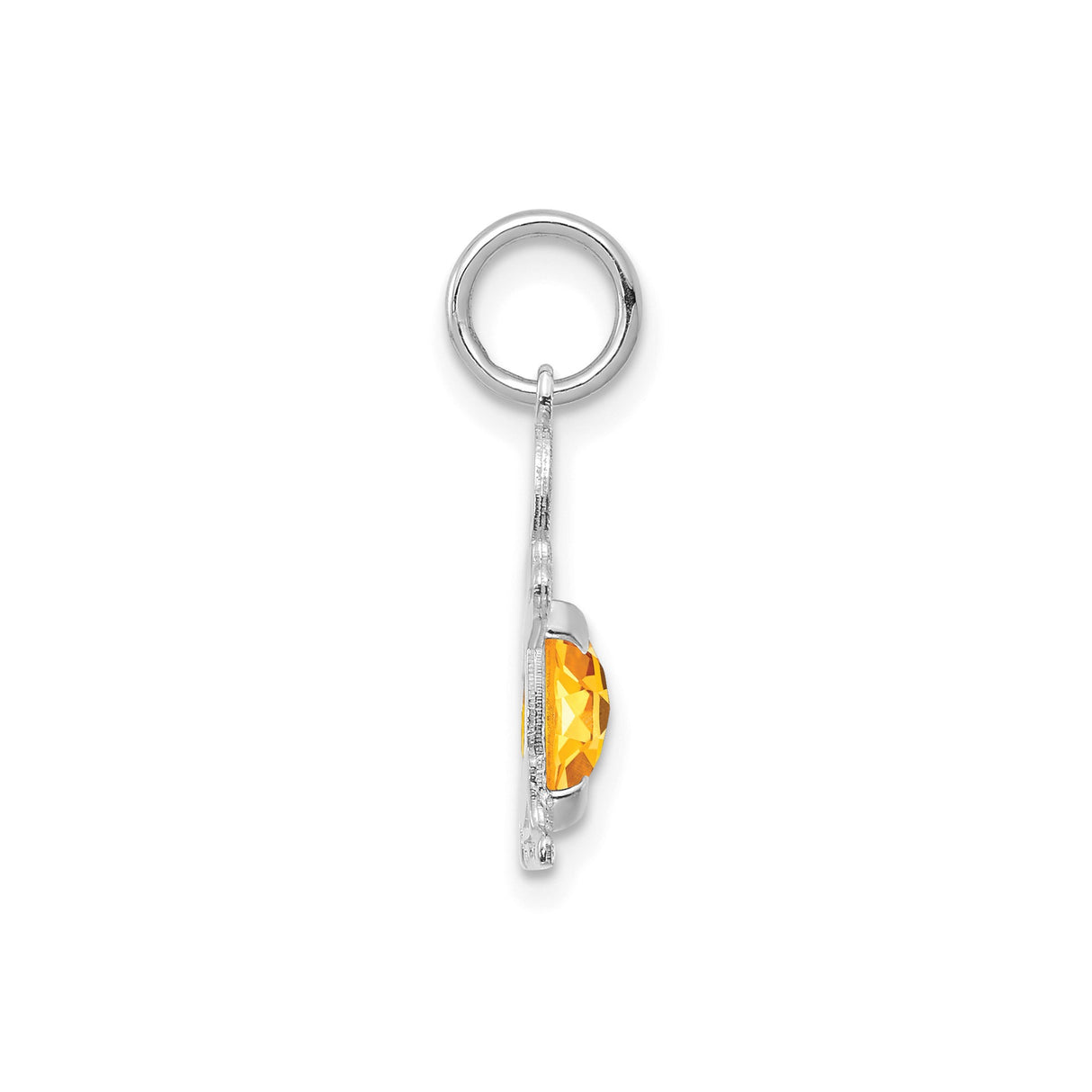 14k White Gold Boy Charm Pendant with Oval Citrine, Birthstone Jewelry for Mom or Grandma